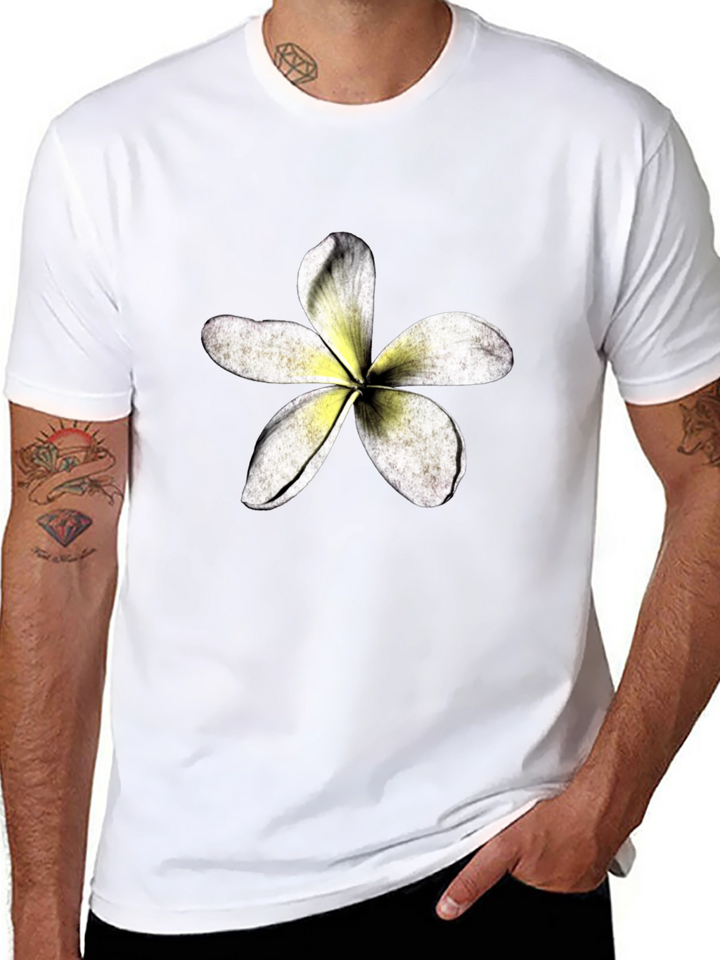 Tropical Flower Graphic Black T-Shirt