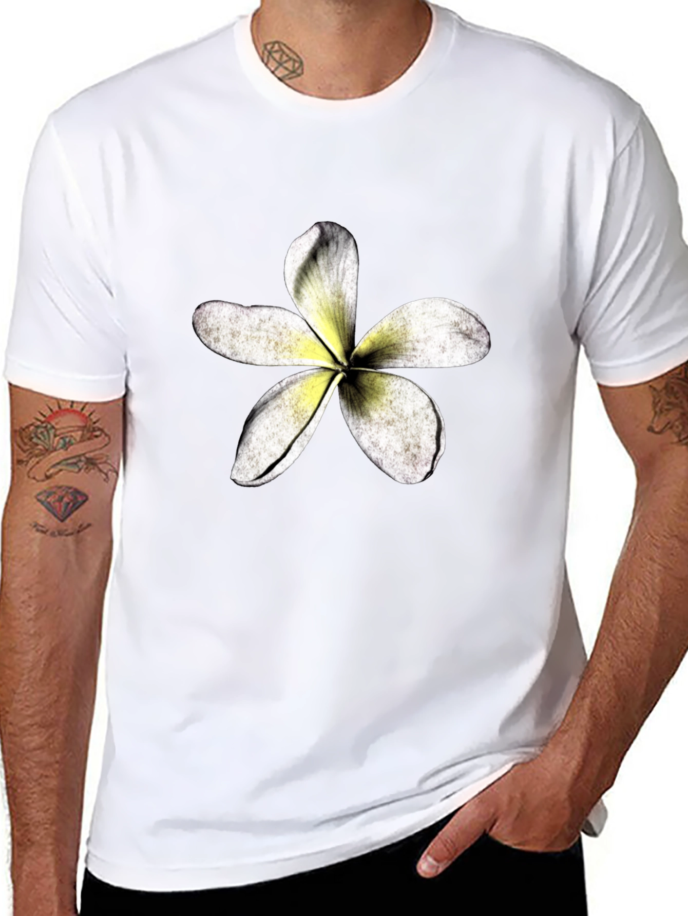Tropical Flower Graphic Black T-Shirt