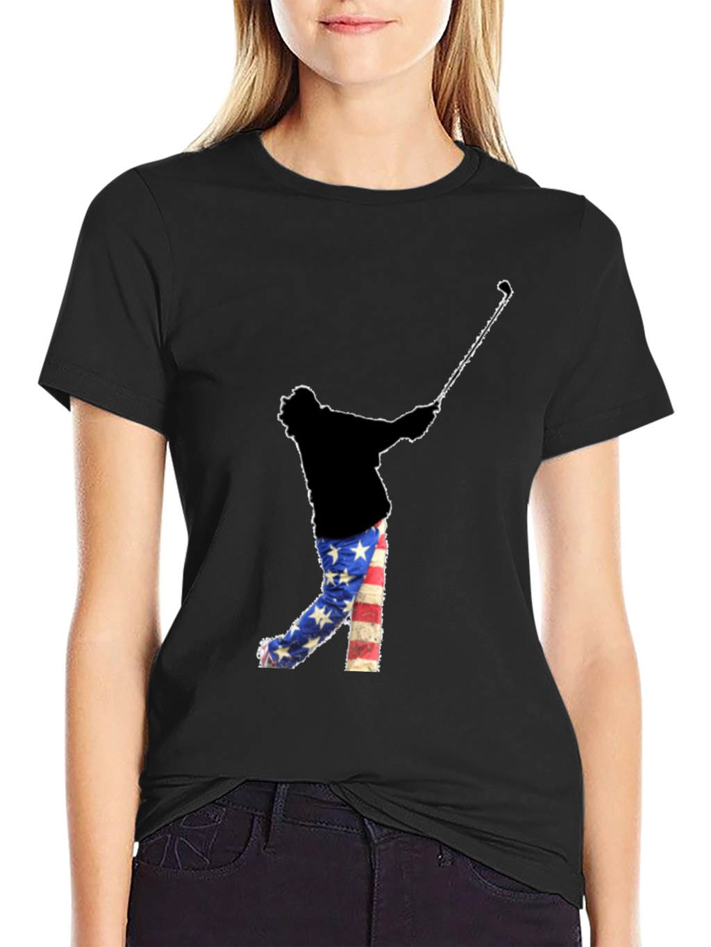 Patriotic Golfer Graphic Tee - American Flag Style