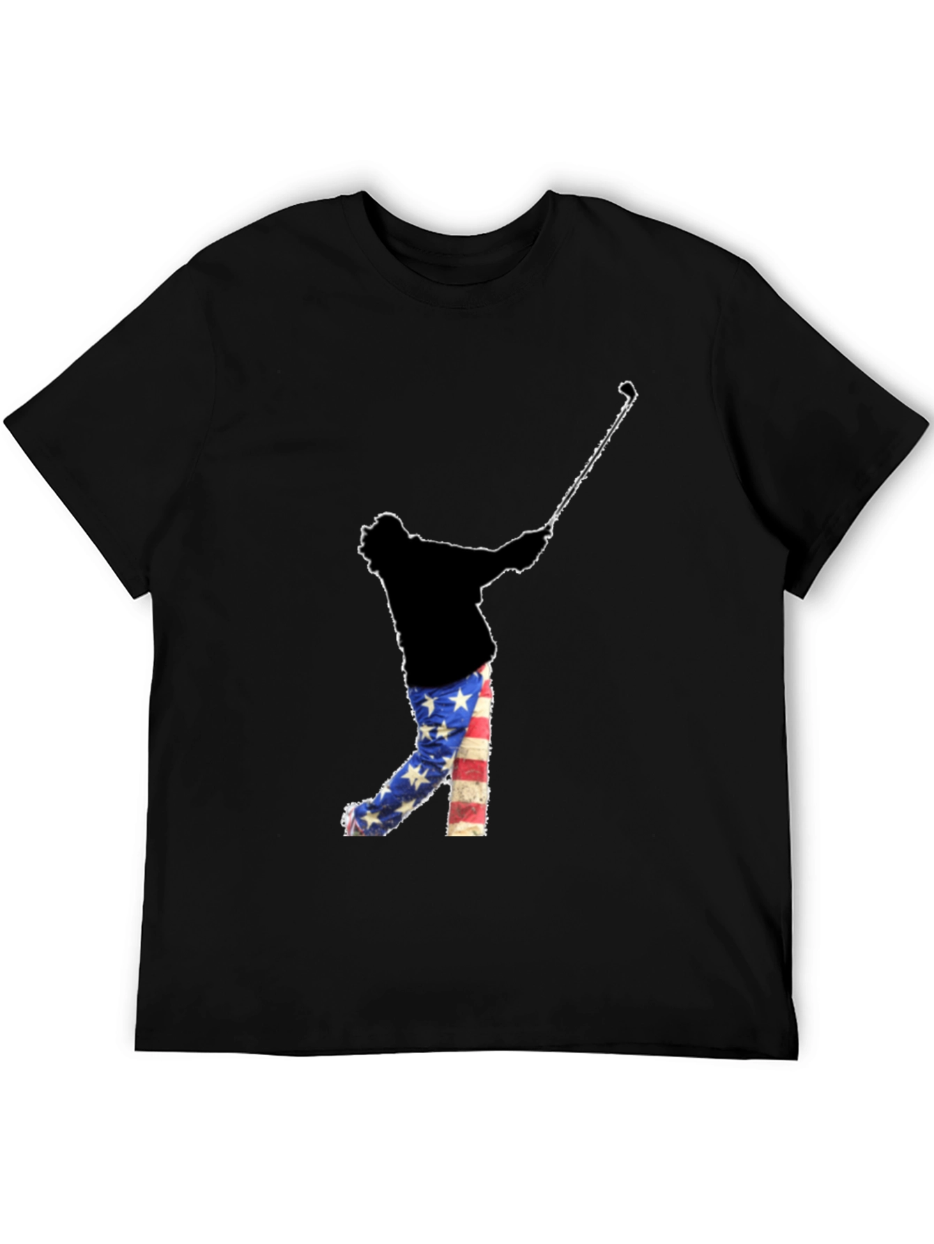 Patriotic Golfer Graphic Tee - American Flag Style