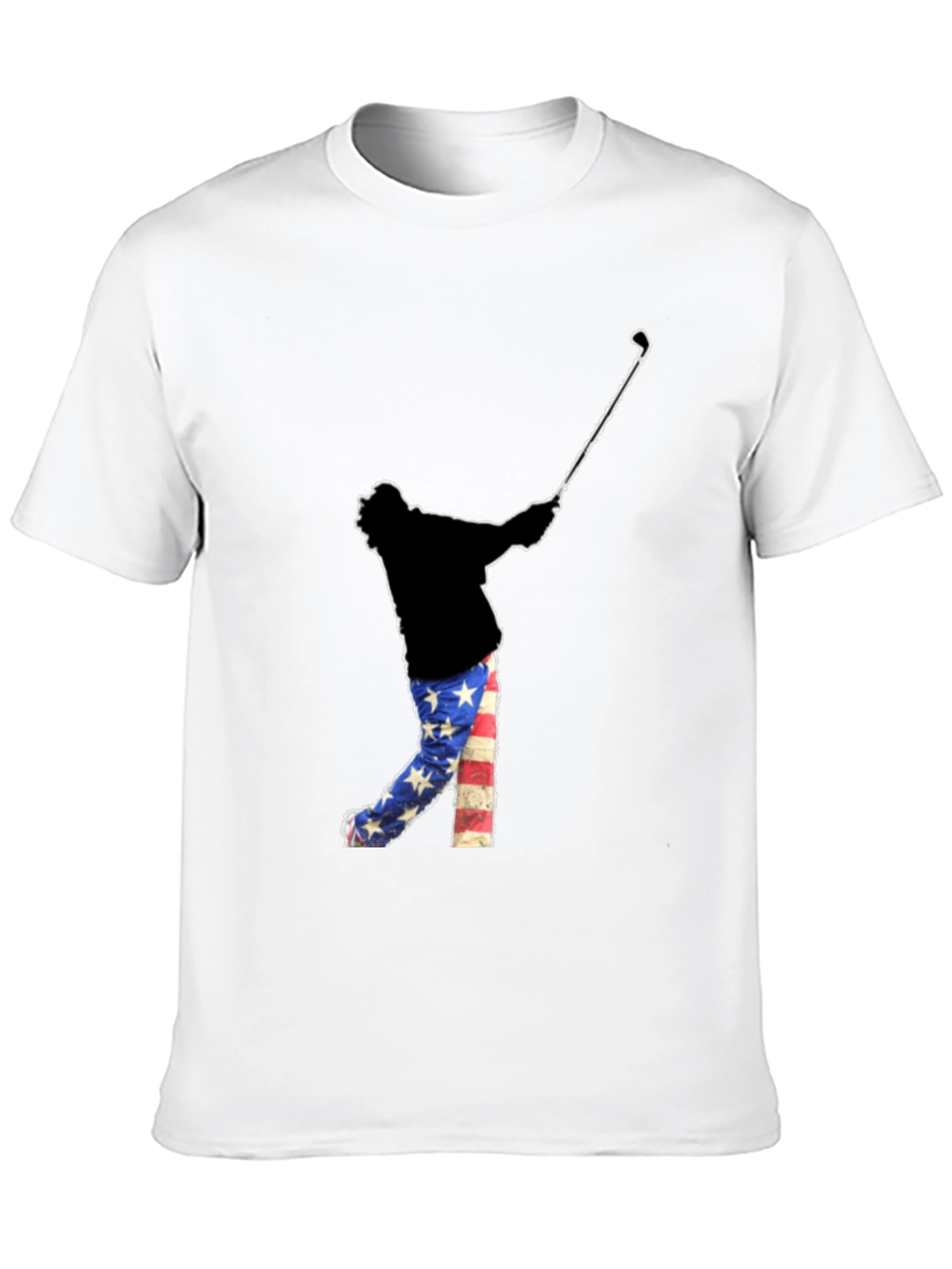 Patriotic Golfer Graphic Tee - American Flag Style