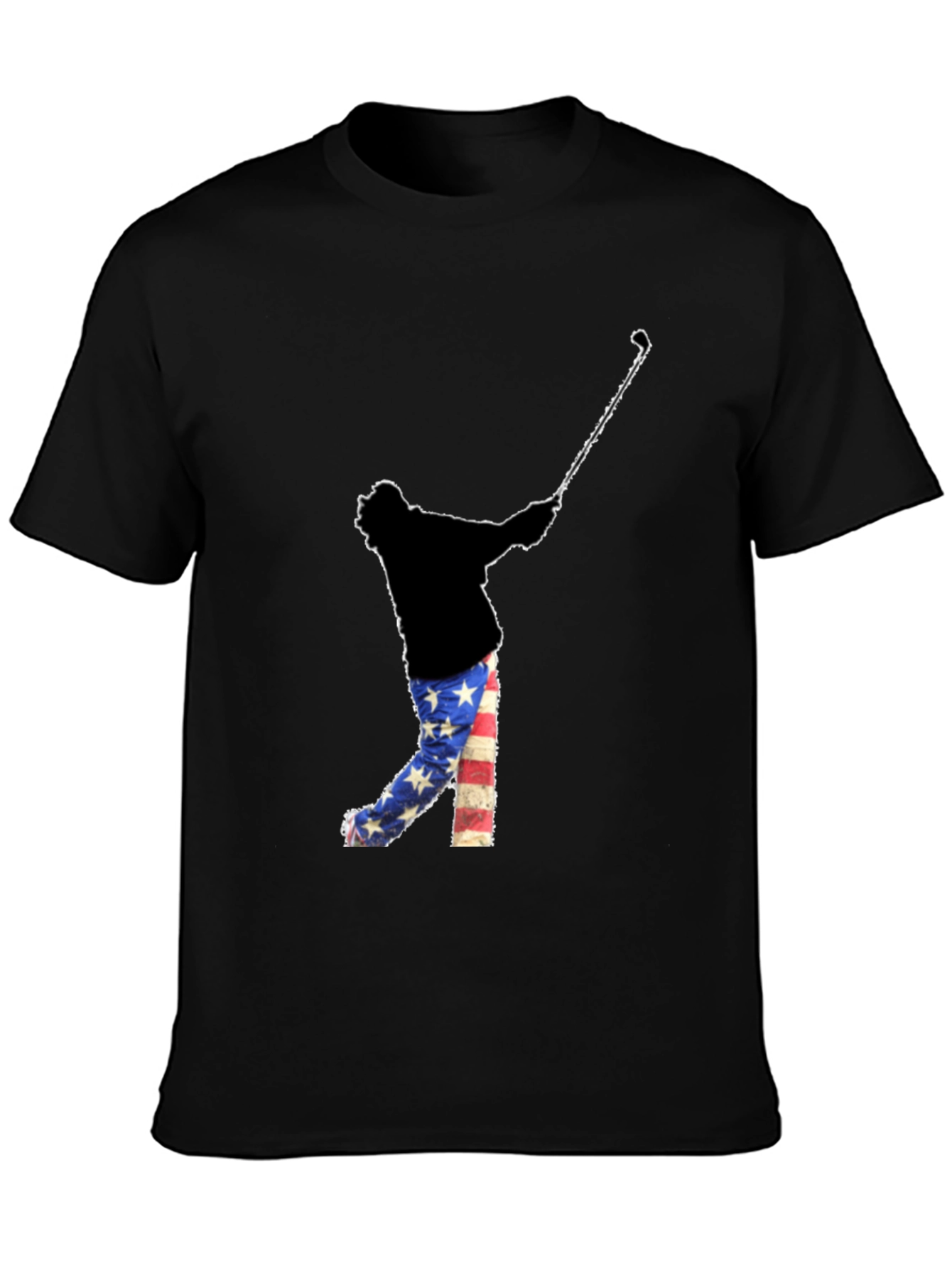 Patriotic Golfer Graphic Tee - American Flag Style