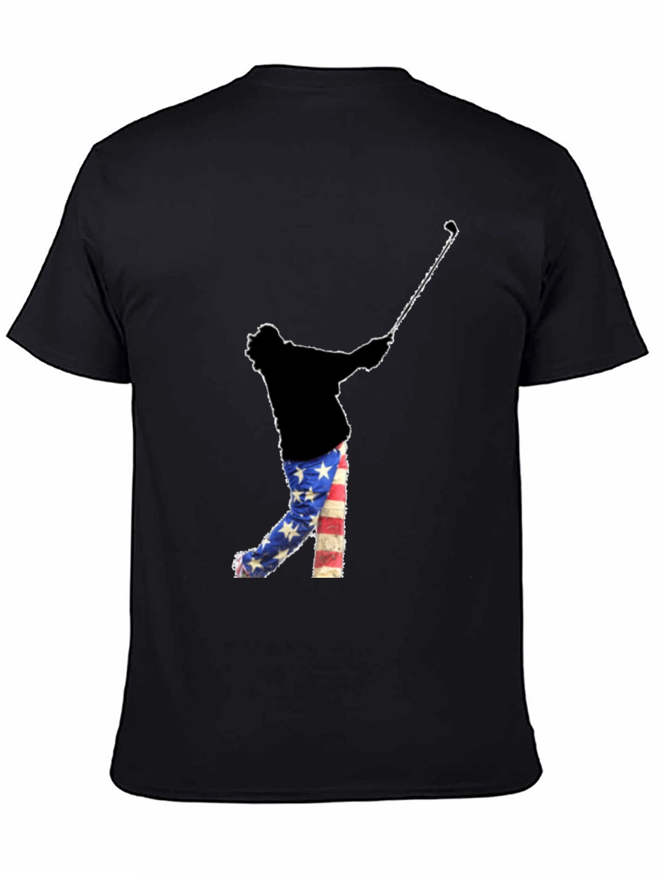 Patriotic Golfer Graphic Tee - American Flag Style