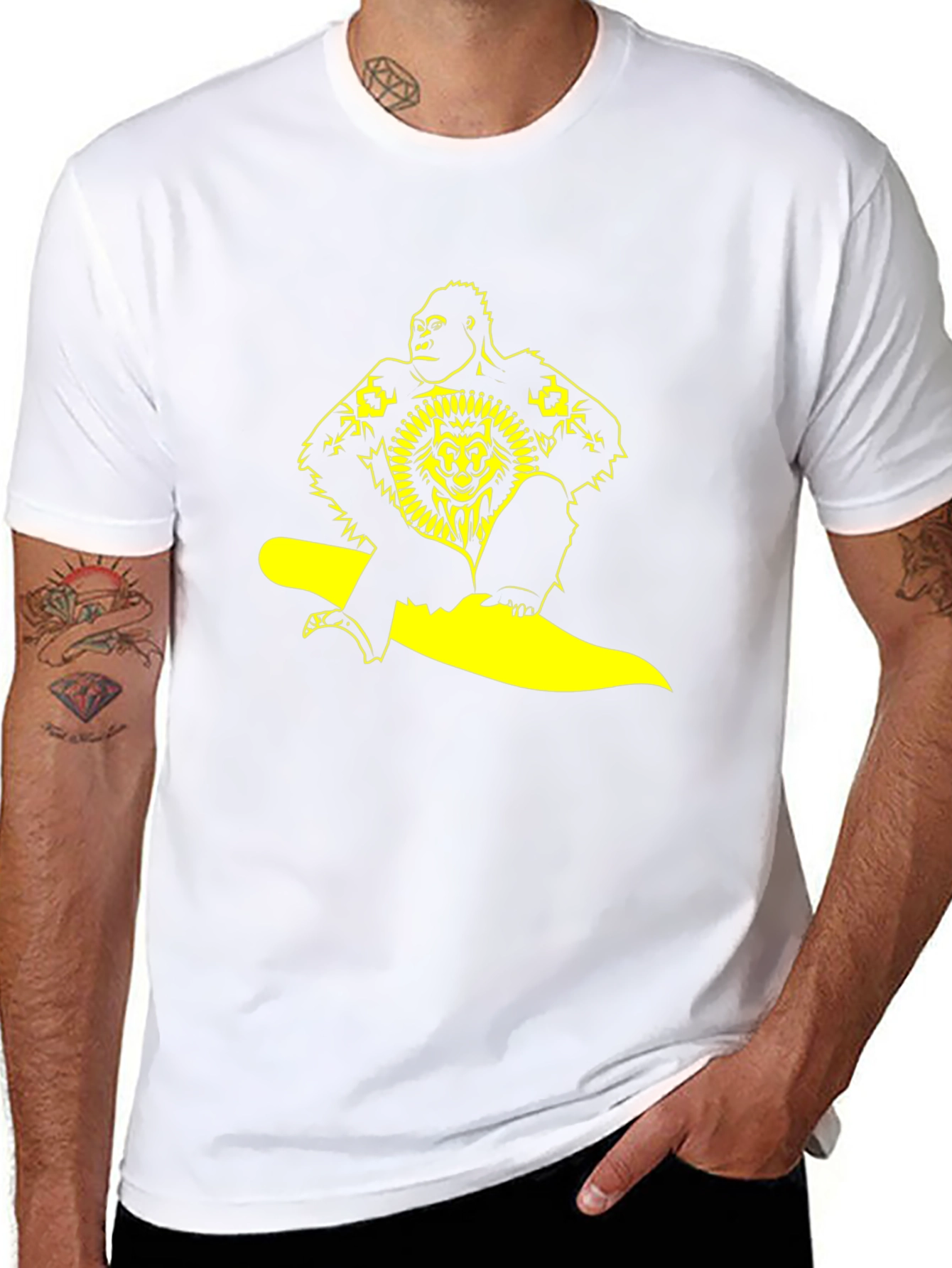 Gorilla Lion Graphic Black T-Shirt