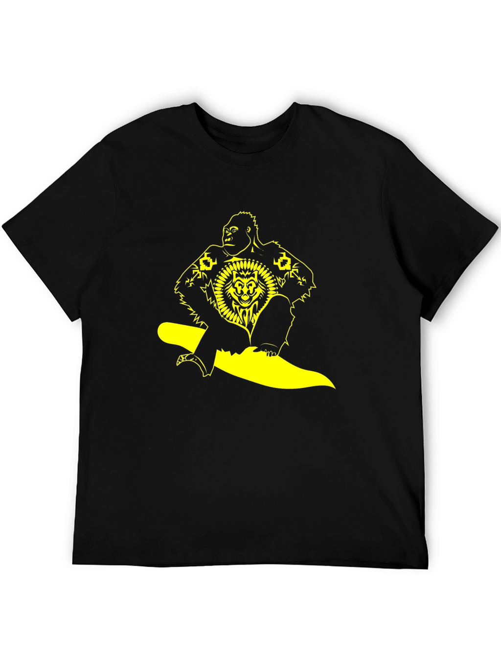 Gorilla Lion Graphic Black T-Shirt