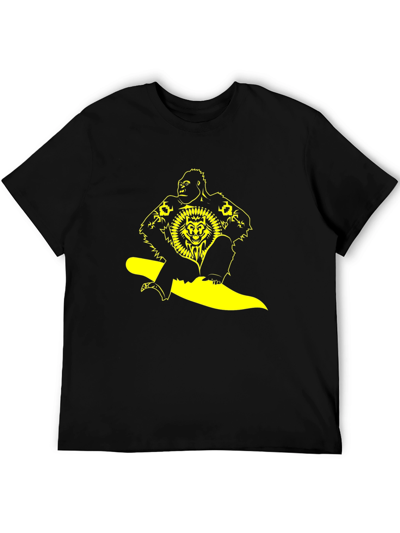 Gorilla Lion Graphic Black T-Shirt