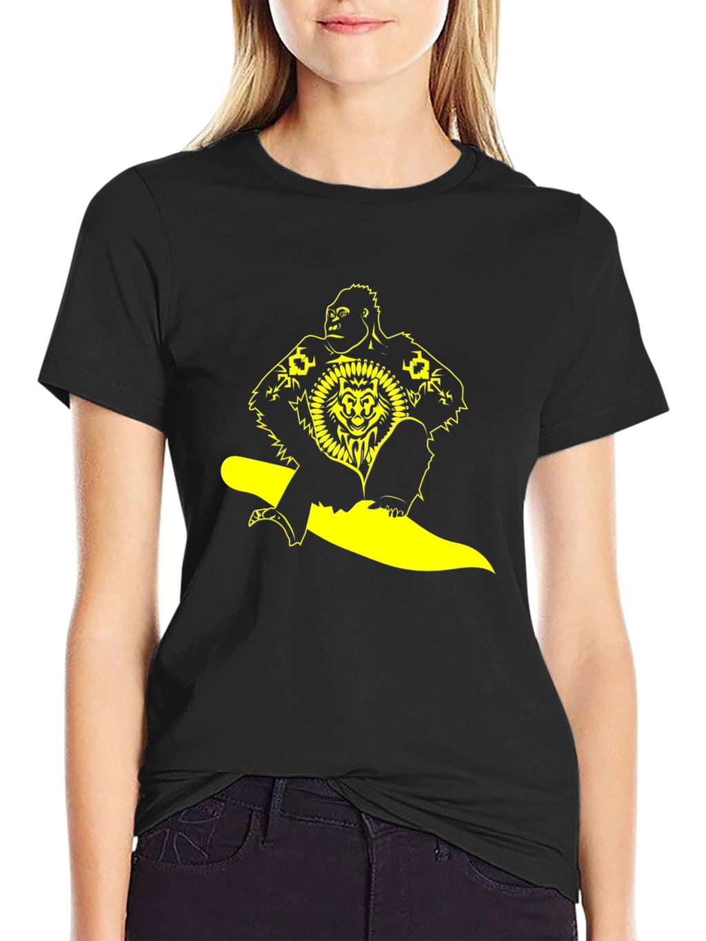 Gorilla Lion Graphic Black T-Shirt