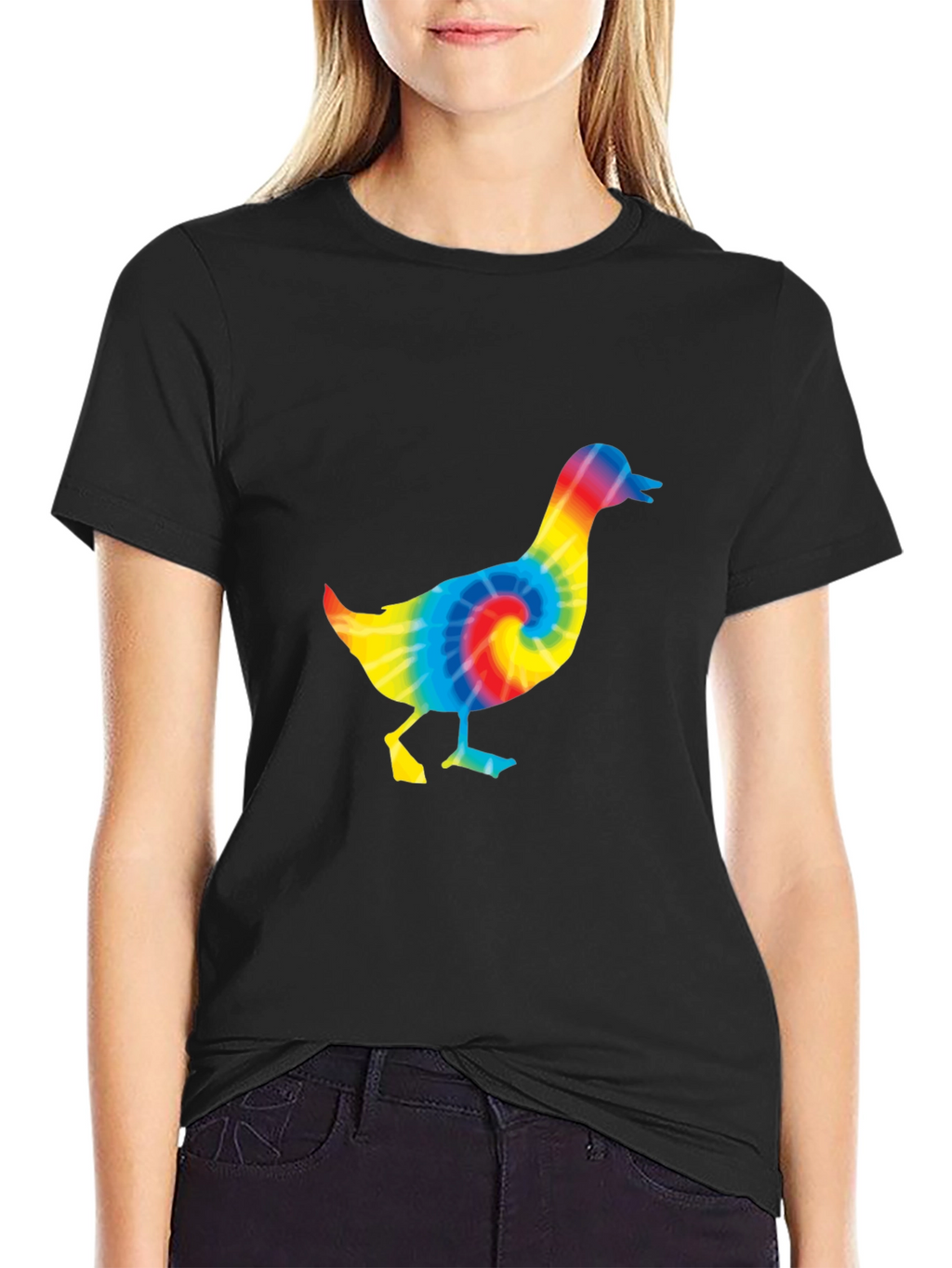 Tie Dye Duck T-Shirt - Black Cotton Tee
