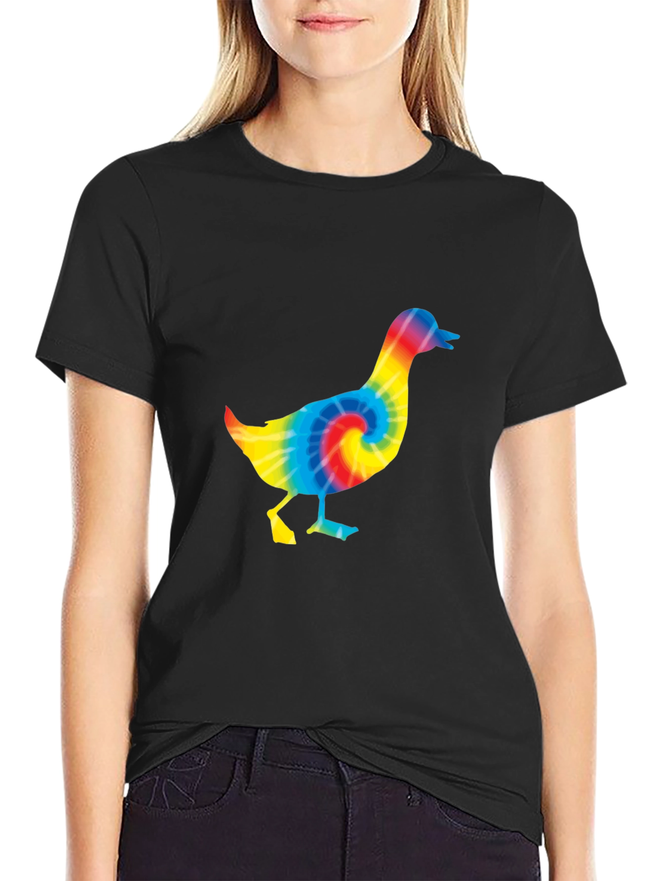 Tie Dye Duck T-Shirt - Black Cotton Tee