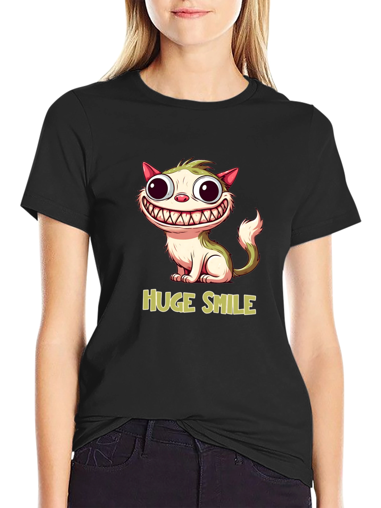 Funny Cat T-Shirt - Huge Smile Cartoon Design
