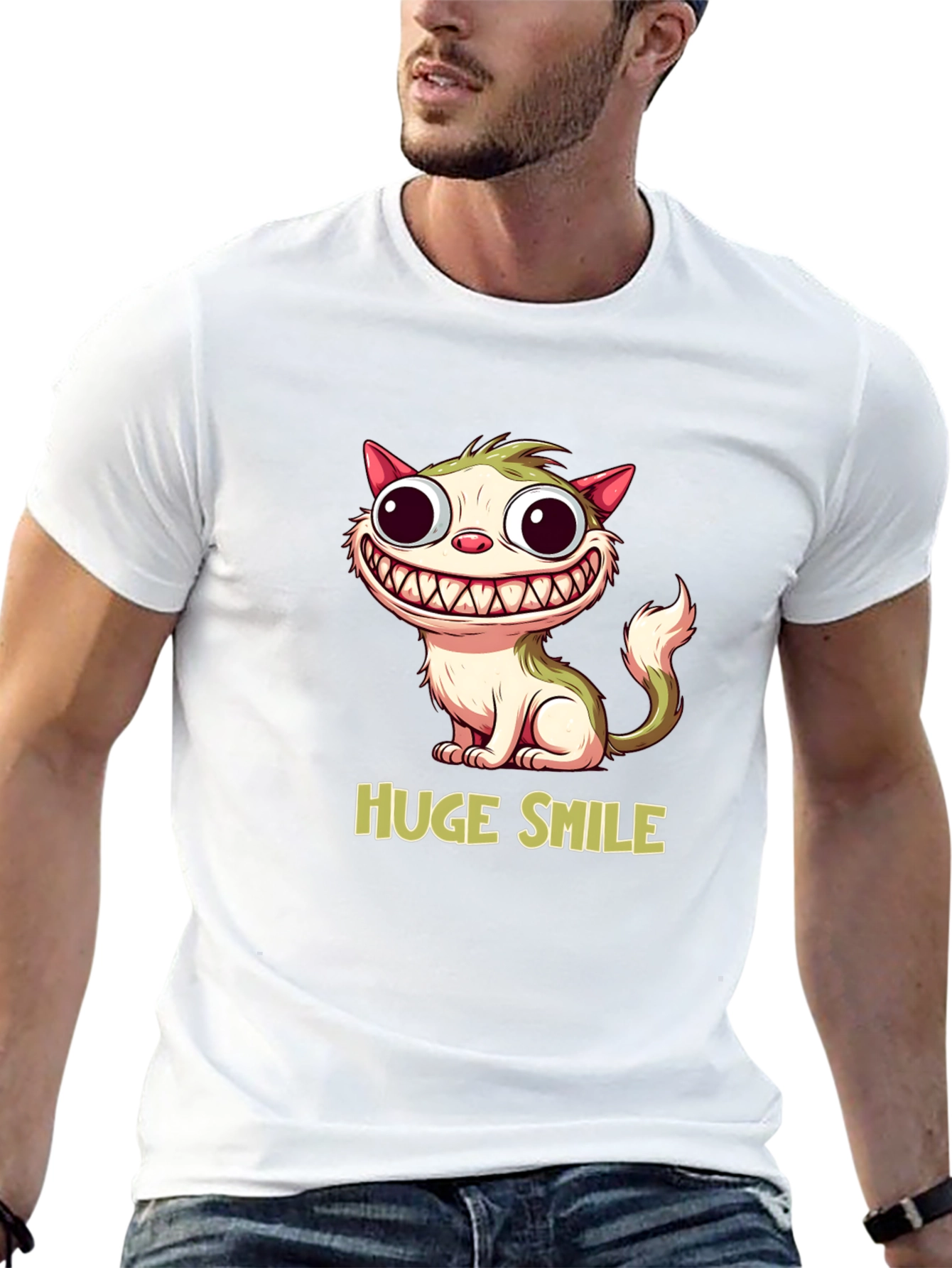 Funny Cat T-Shirt - Huge Smile Cartoon Design
