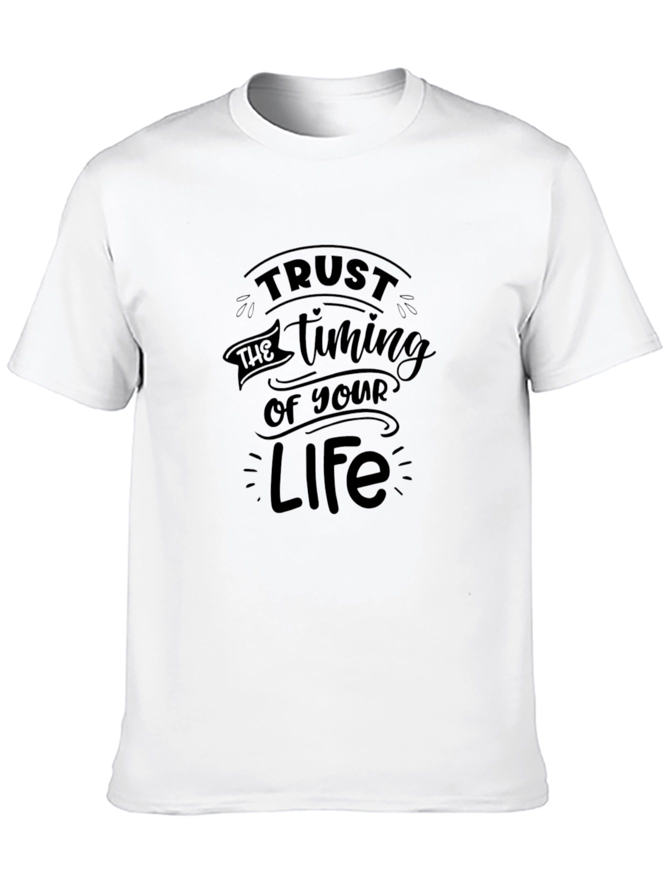 Trust the Timing T-Shirt - Black Crew Neck Tee