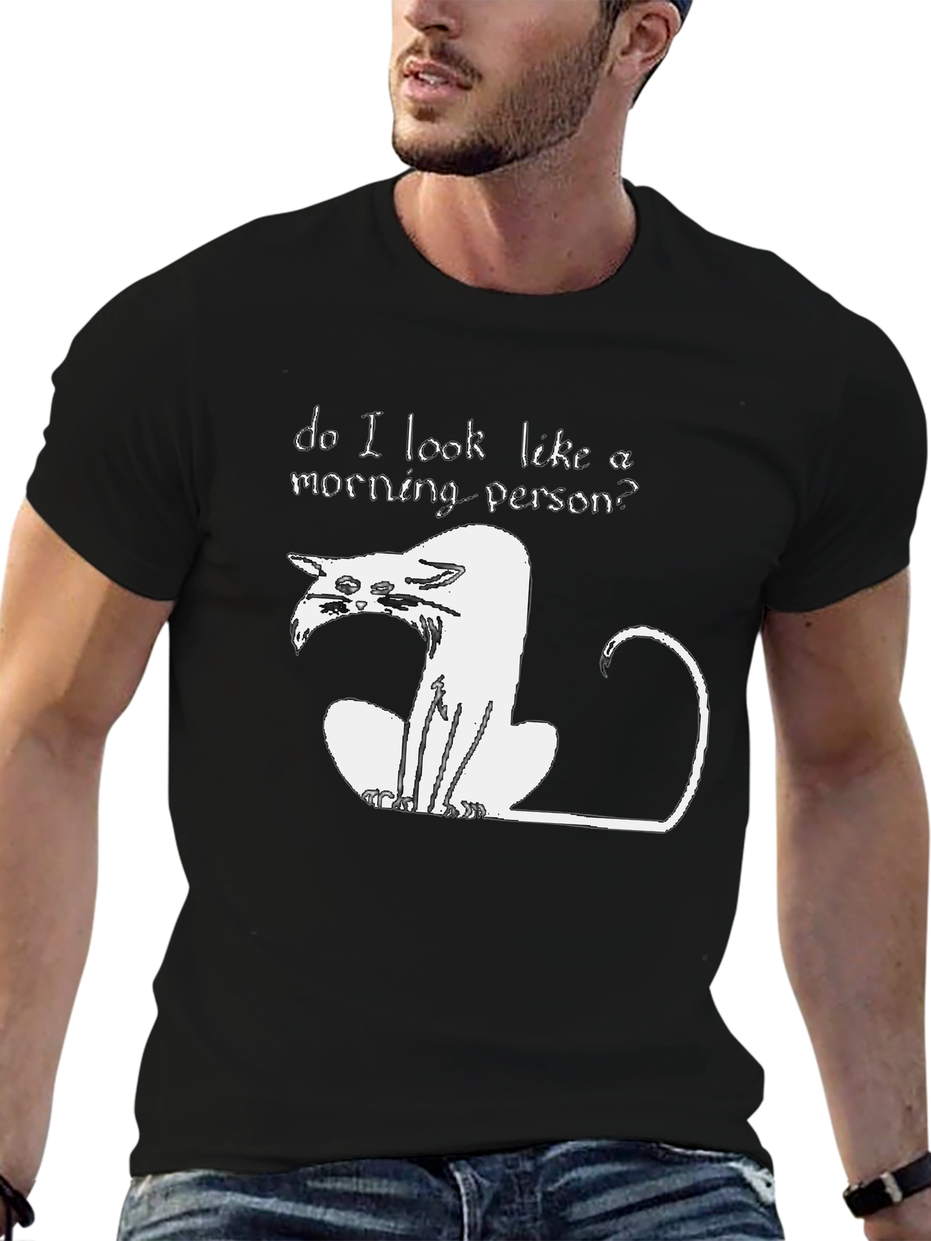 Funny Not a Morning Person Cat Graphic T-Shirt