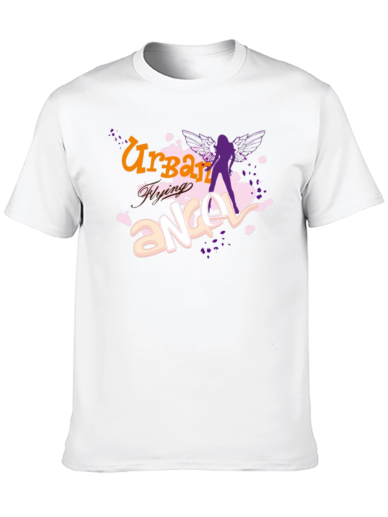 Urban Flying Angel Graphic T-Shirt - Black