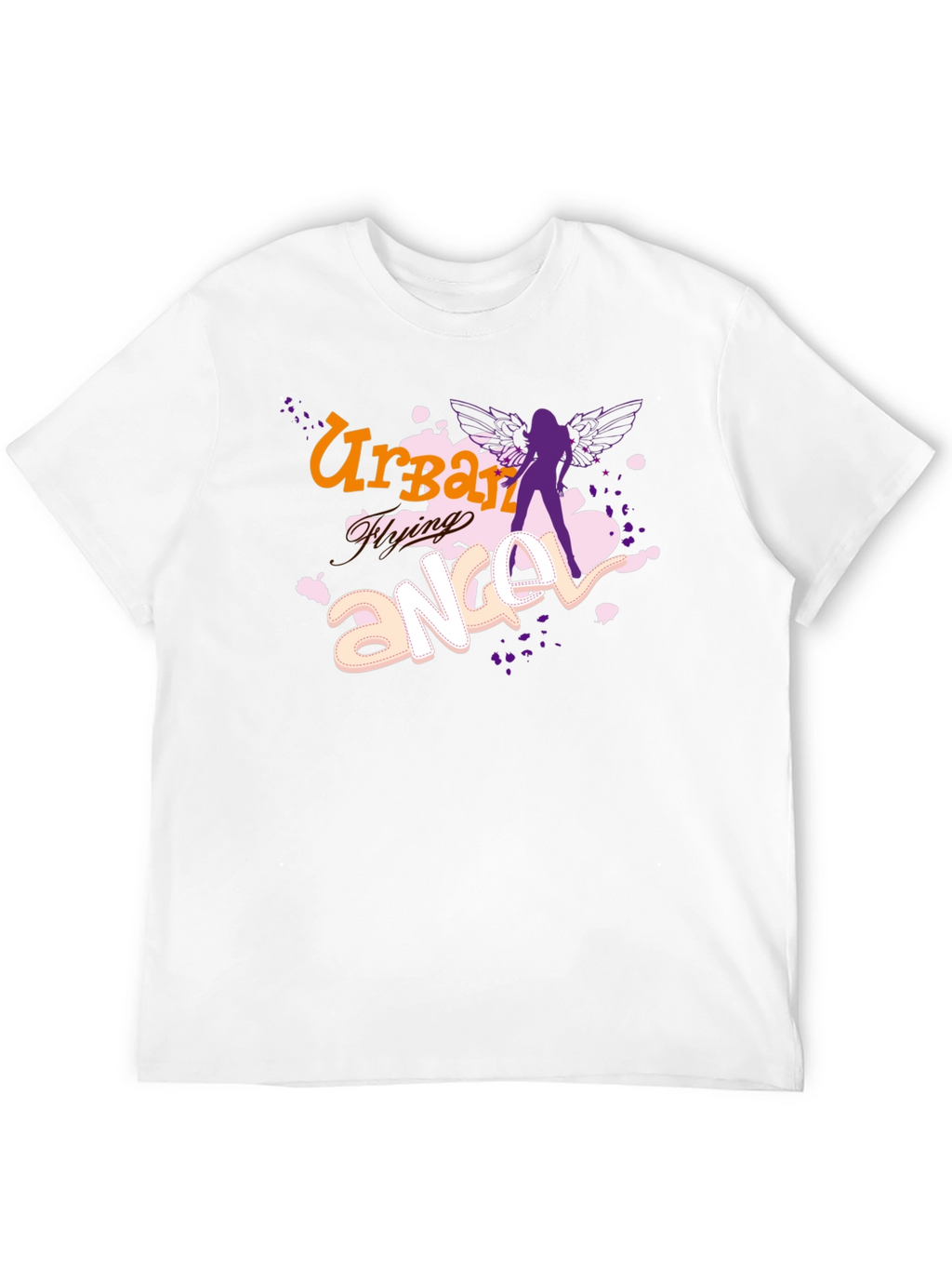 Urban Flying Angel Graphic T-Shirt - Black
