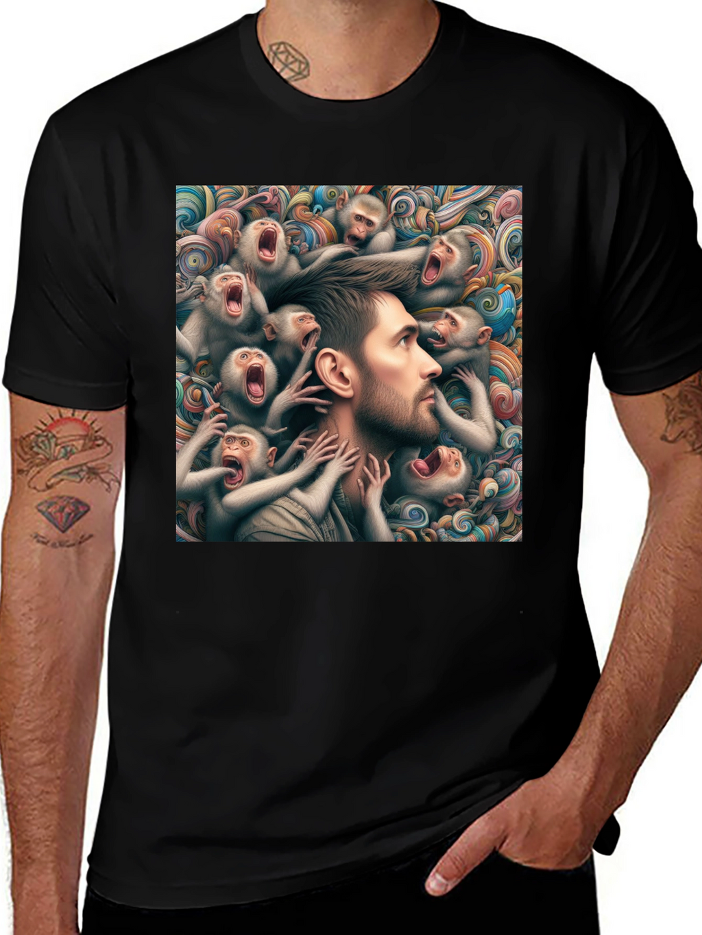 Mind Monkeys Graphic Tee - Unique Art Design
