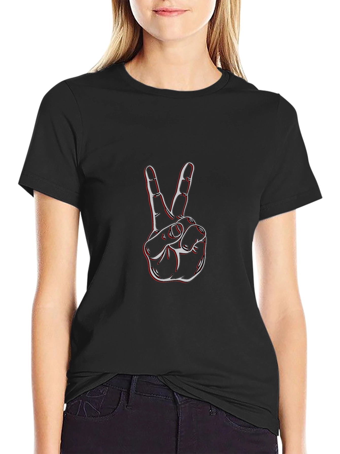 Peace Sign Graphic Tee - Stylish Black Cotton T-Shirt