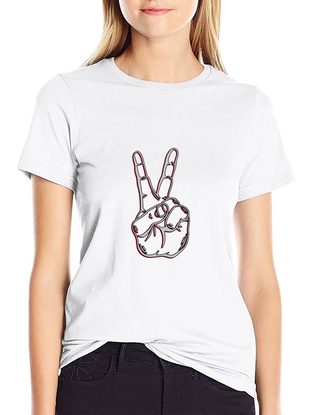 Peace Sign Graphic Tee - Stylish Black Cotton T-Shirt
