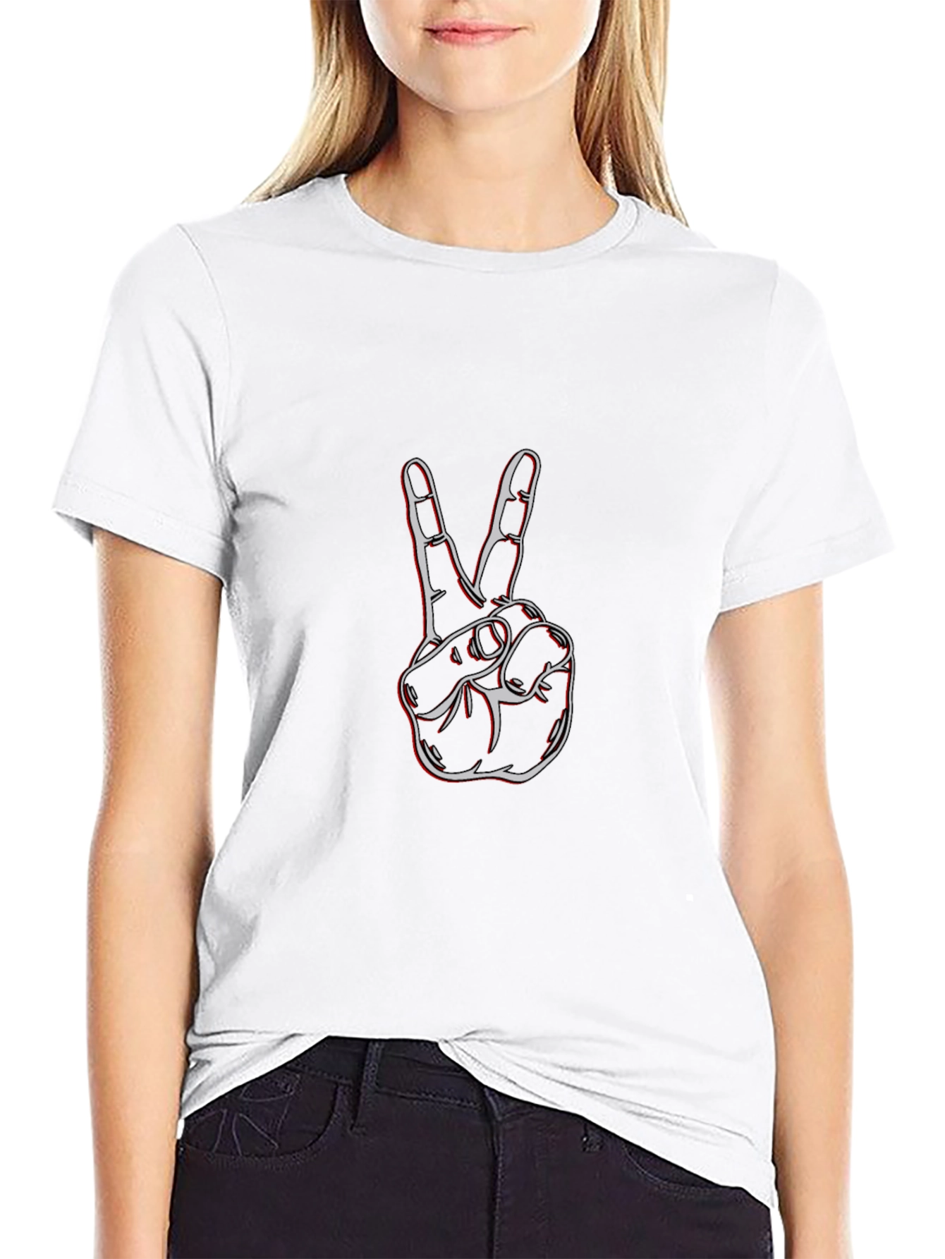Peace Sign Graphic Tee - Stylish Black Cotton T-Shirt