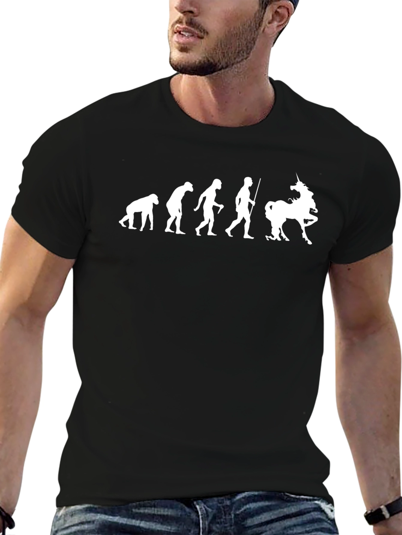 Evolution to Unicorn Black T-Shirt