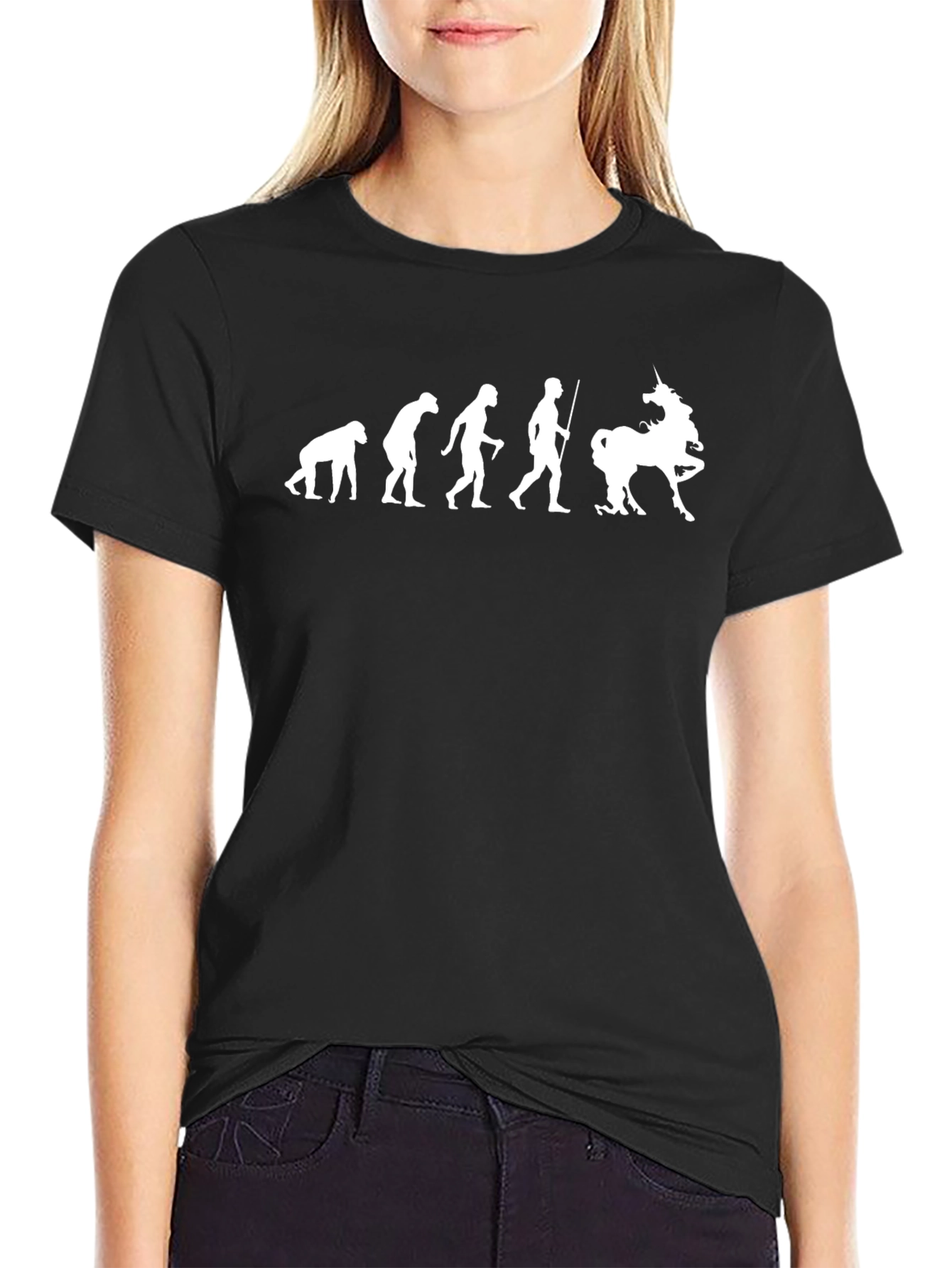 Evolution to Unicorn Black T-Shirt