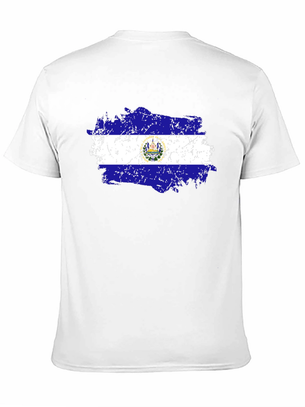 El Salvador Flag T-Shirt Black Cotton Tee