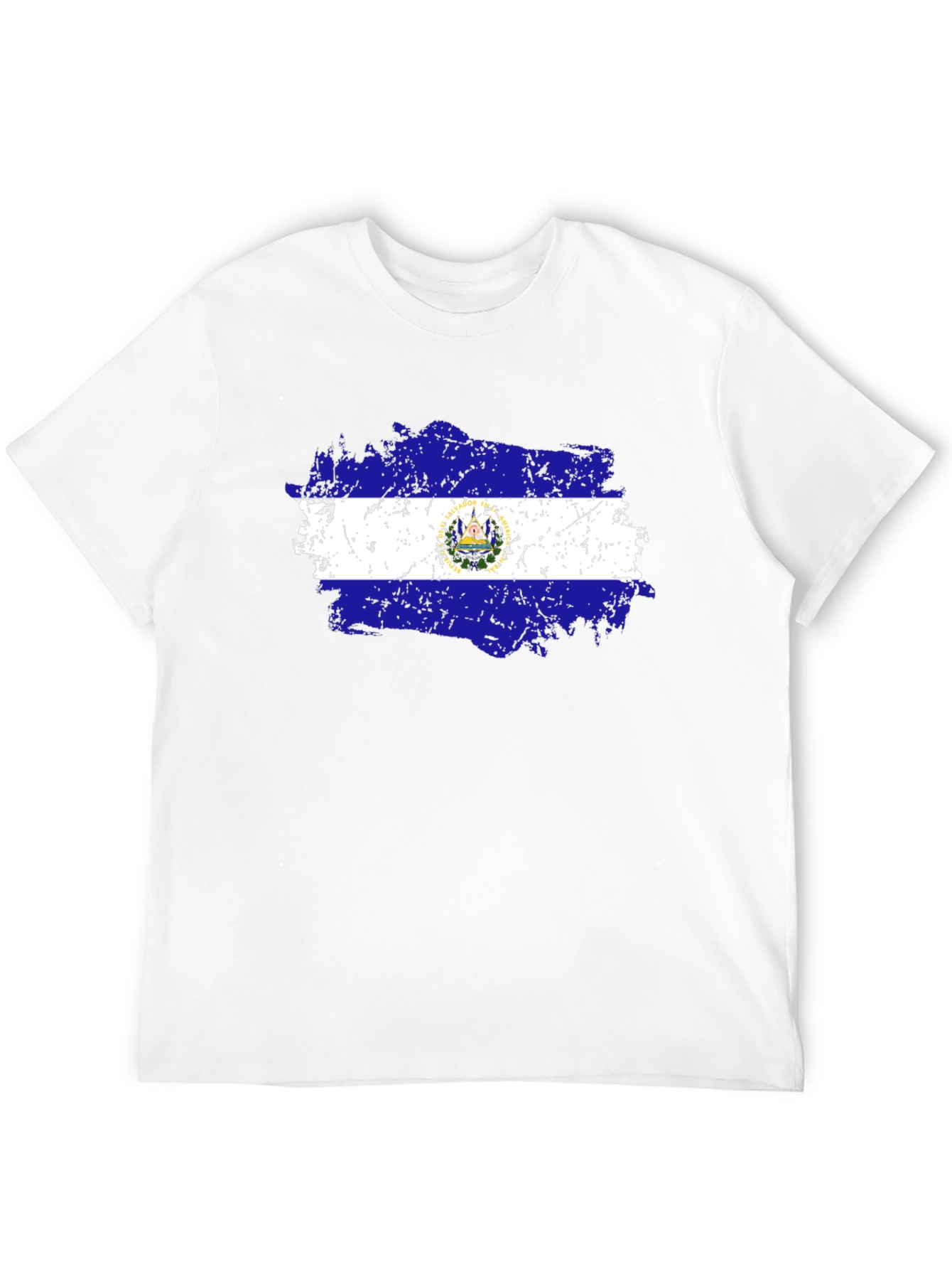 El Salvador Flag T-Shirt Black Cotton Tee