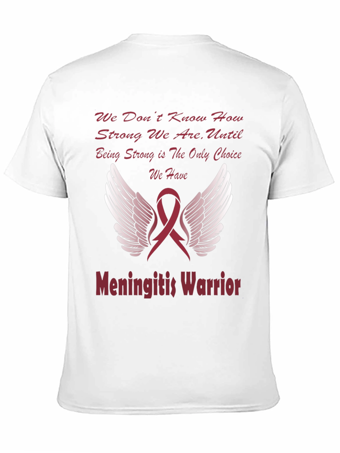 Meningitis Warrior T-Shirt Ribbon Wings Design