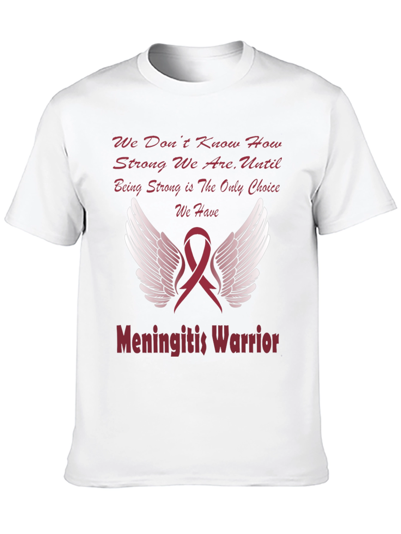 Meningitis Warrior T-Shirt Ribbon Wings Design