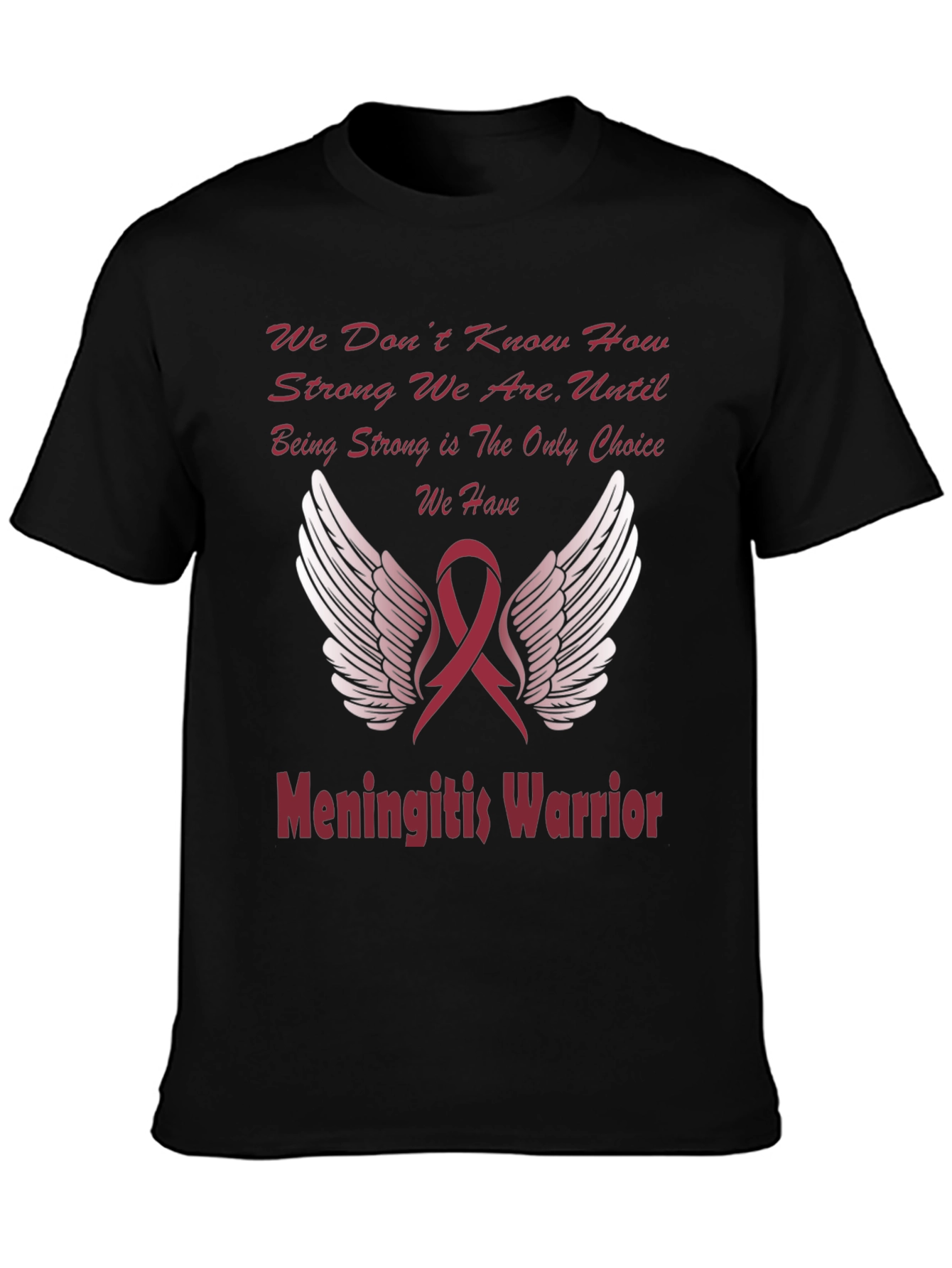 Meningitis Warrior T-Shirt Ribbon Wings Design
