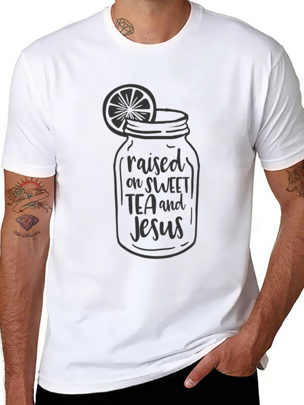 Raised on Sweet Tea and Jesus Black T-Shirt