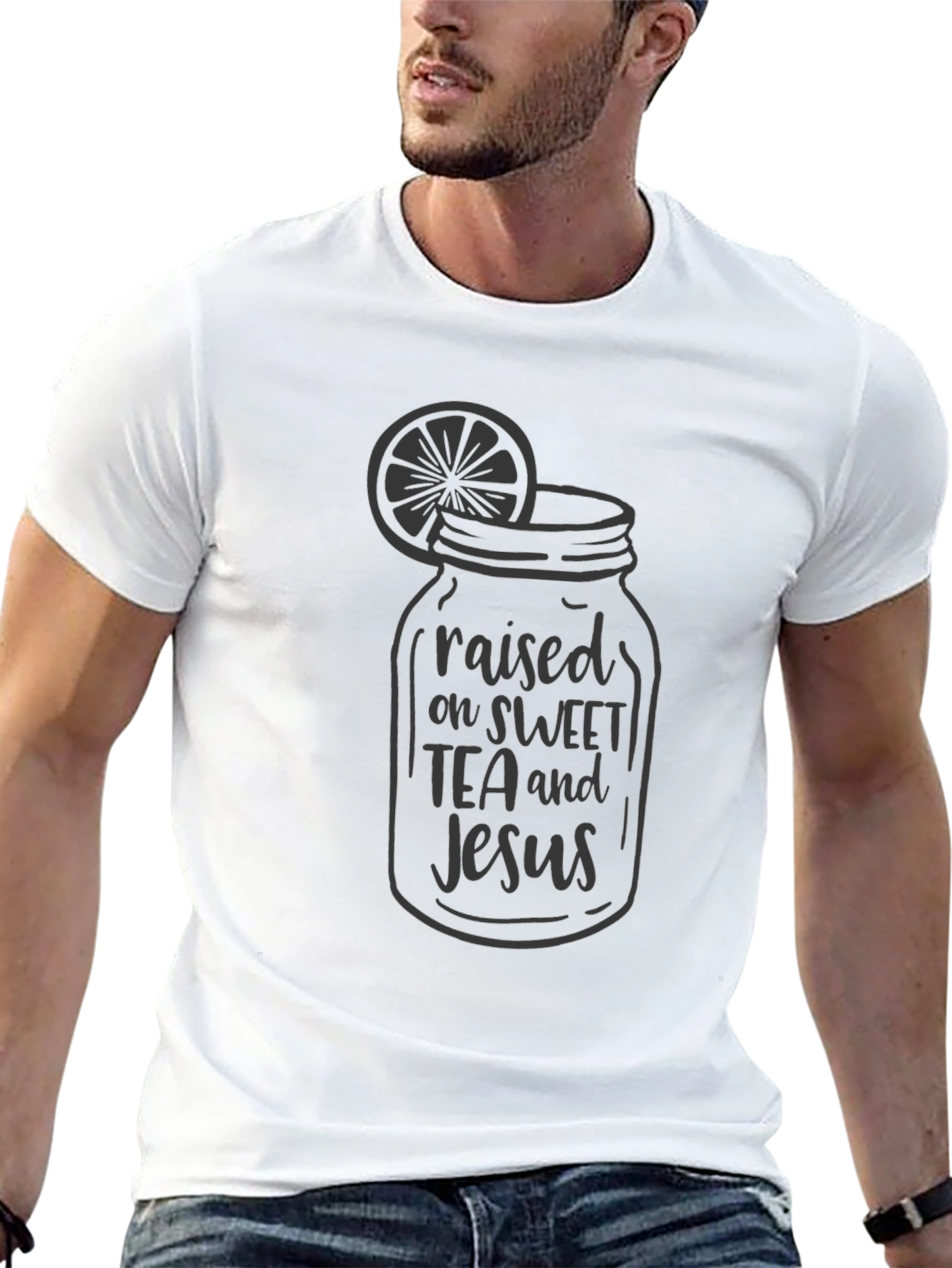 Raised on Sweet Tea and Jesus Black T-Shirt