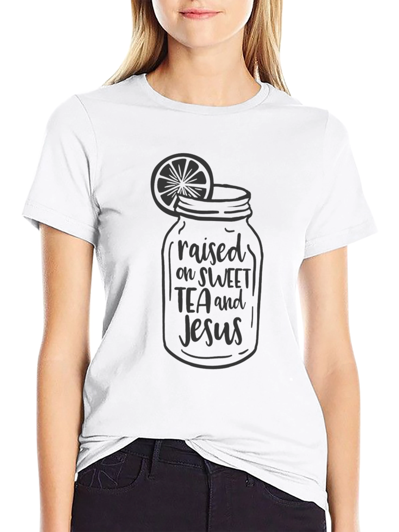 Raised on Sweet Tea and Jesus Black T-Shirt