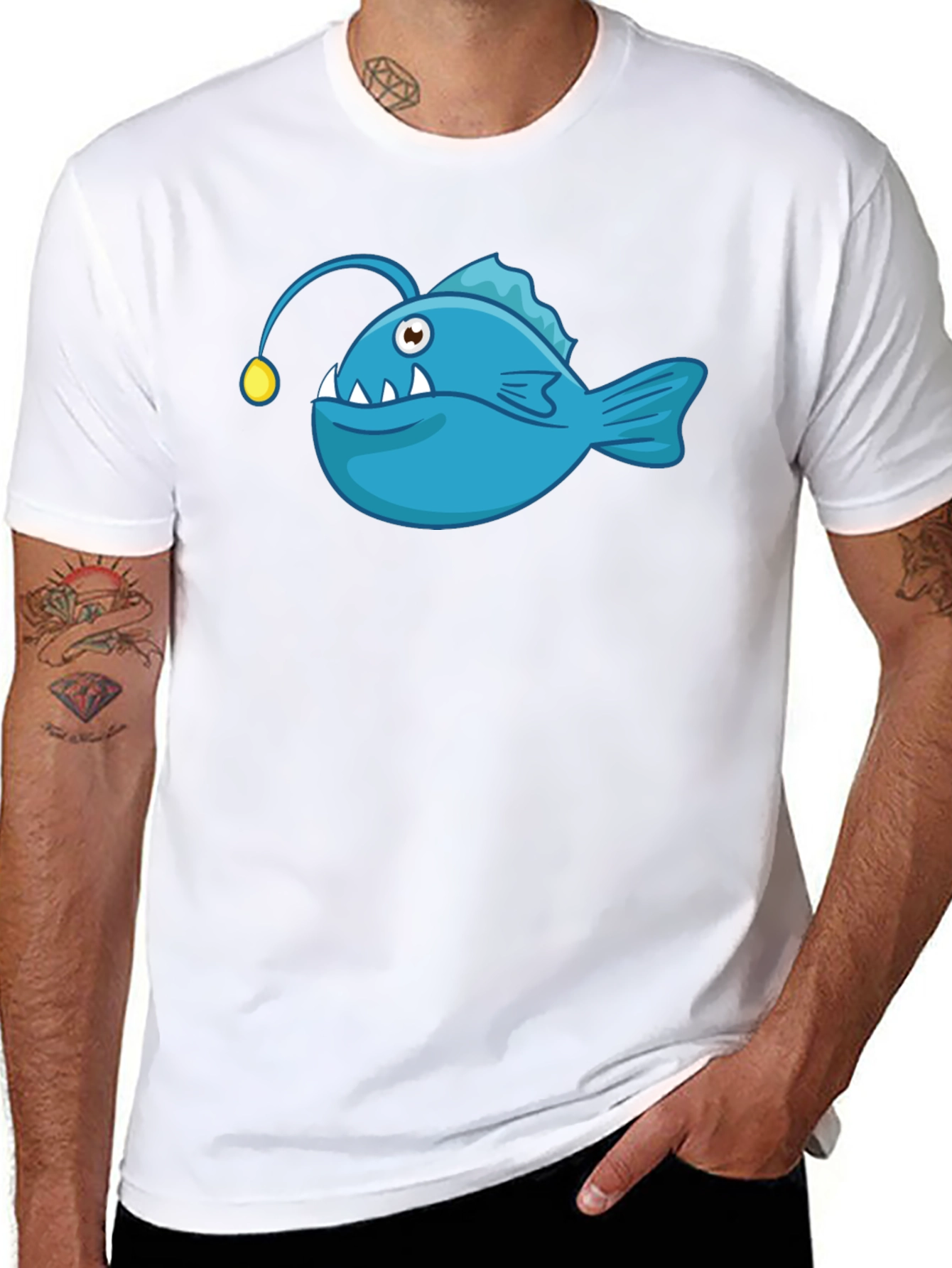 Anglerfish Graphic T-Shirt - Black Cotton Tee