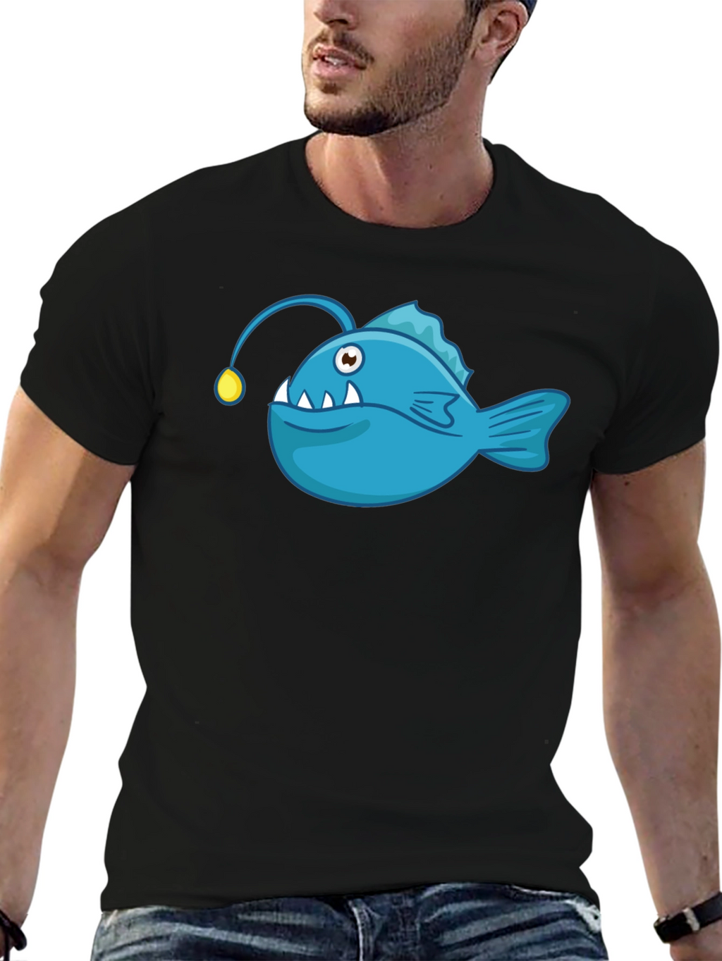 Anglerfish Graphic T-Shirt - Black Cotton Tee