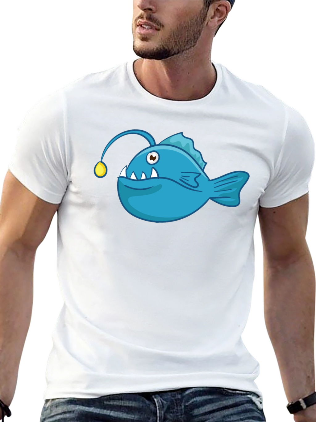 Anglerfish Graphic T-Shirt - Black Cotton Tee