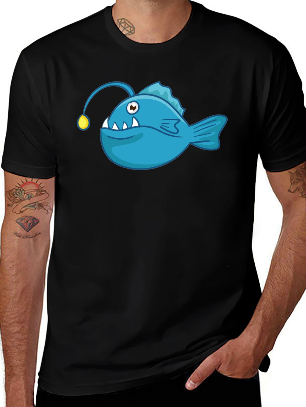 Anglerfish Graphic T-Shirt - Black Cotton Tee