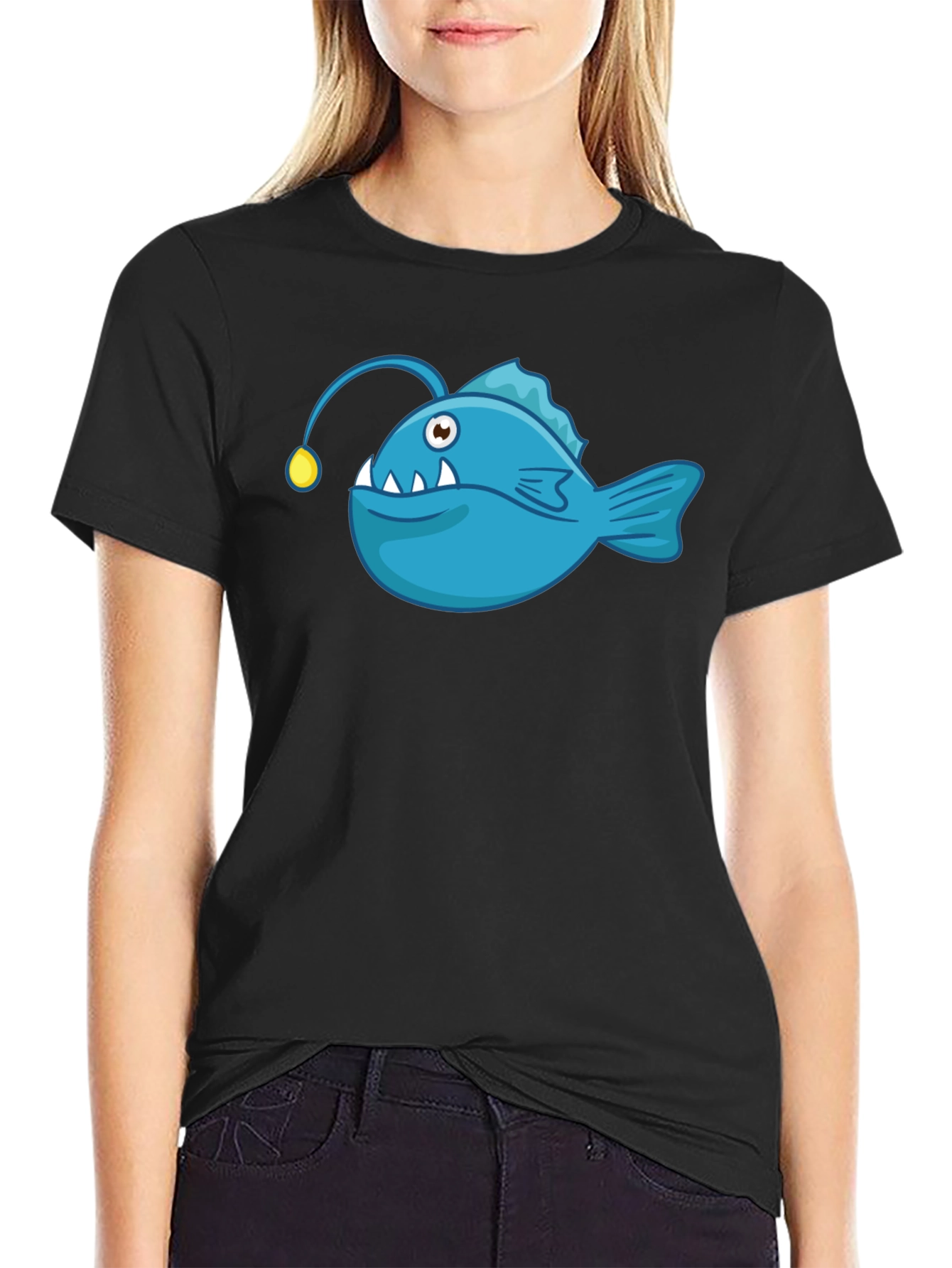 Anglerfish Graphic T-Shirt - Black Cotton Tee