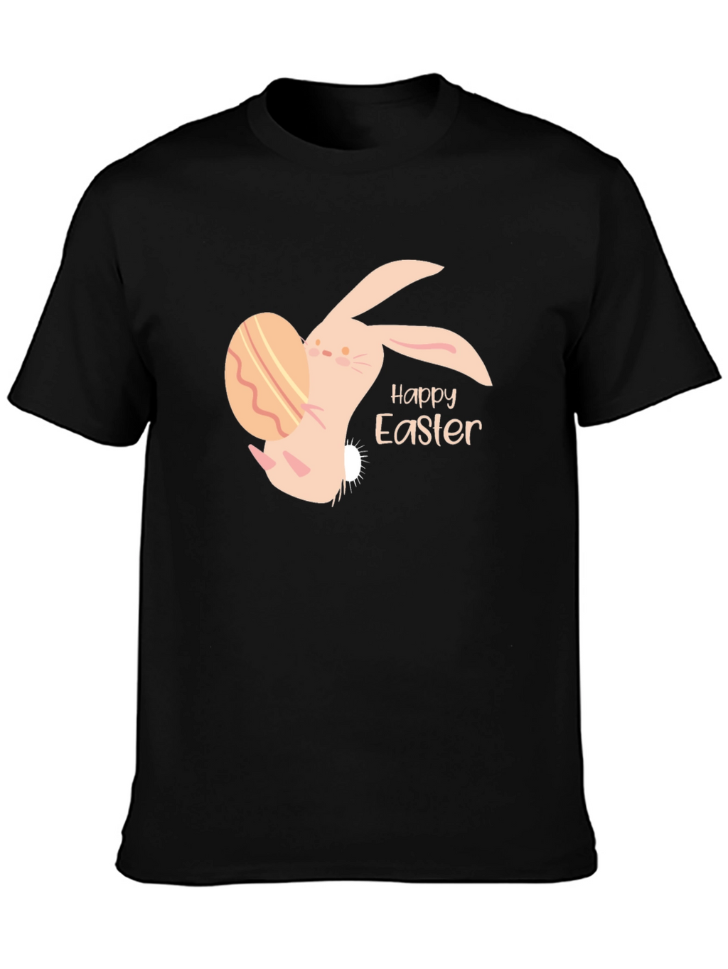 Happy Easter Bunny Egg Graphic Tee - Black