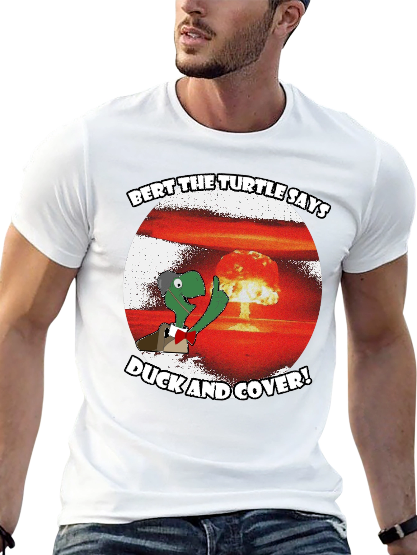 Bert the Turtle Duck and Cover Graphic Tee
