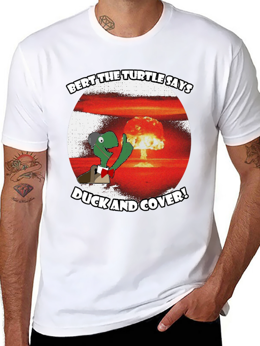 Bert the Turtle Duck and Cover Graphic Tee
