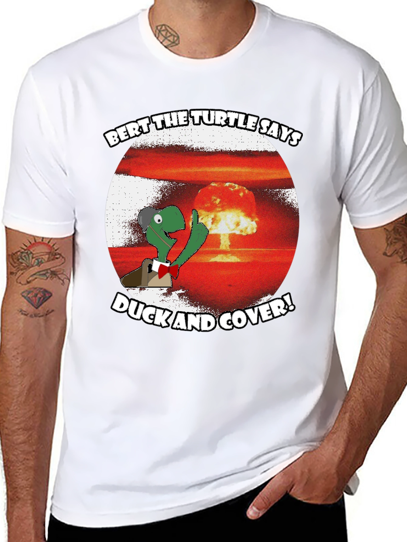 Bert the Turtle Duck and Cover Graphic Tee