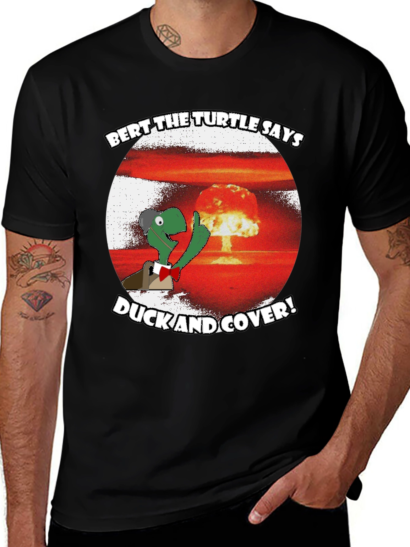 Bert the Turtle Duck and Cover Graphic Tee