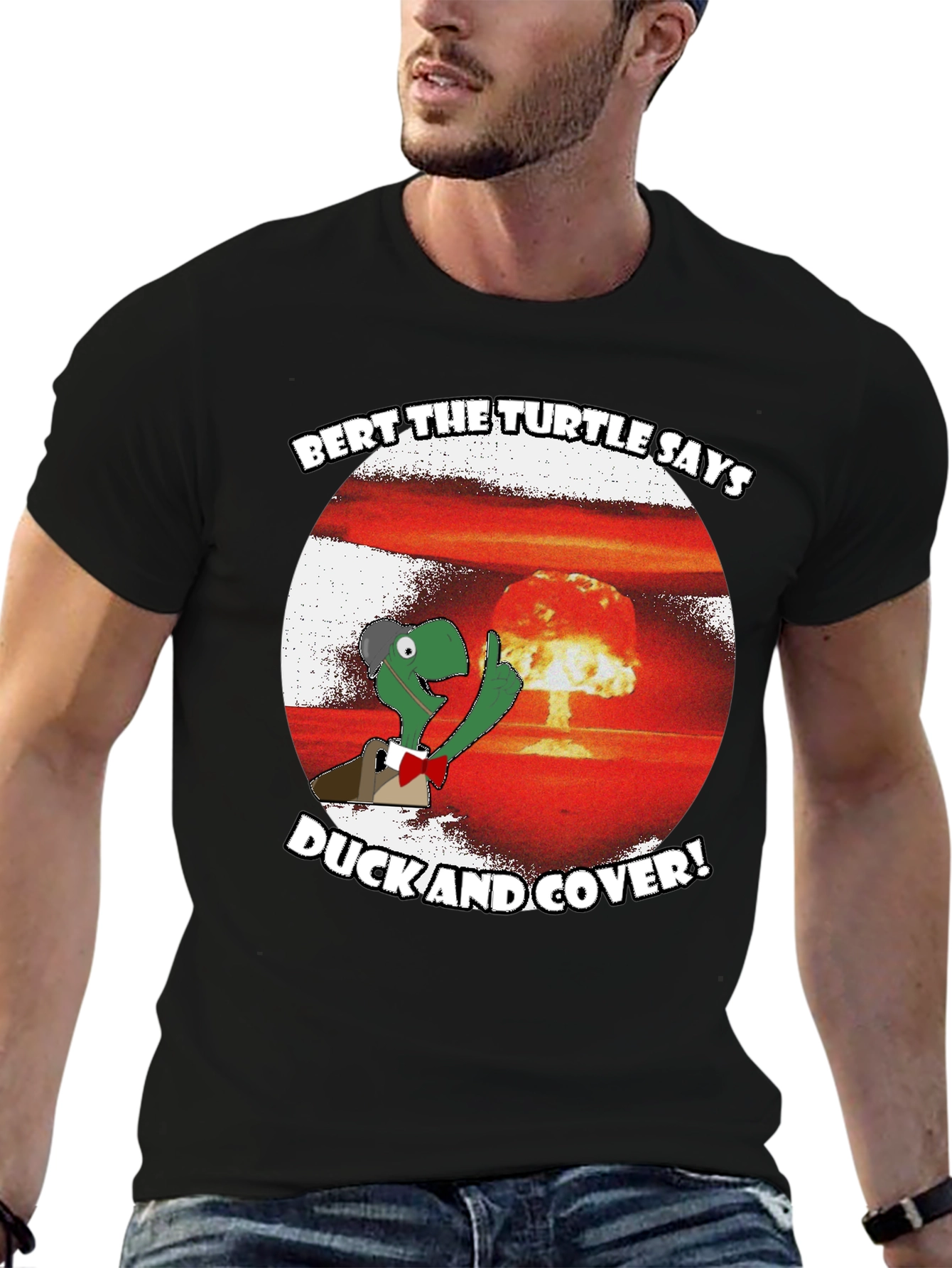 Bert the Turtle Duck and Cover Graphic Tee