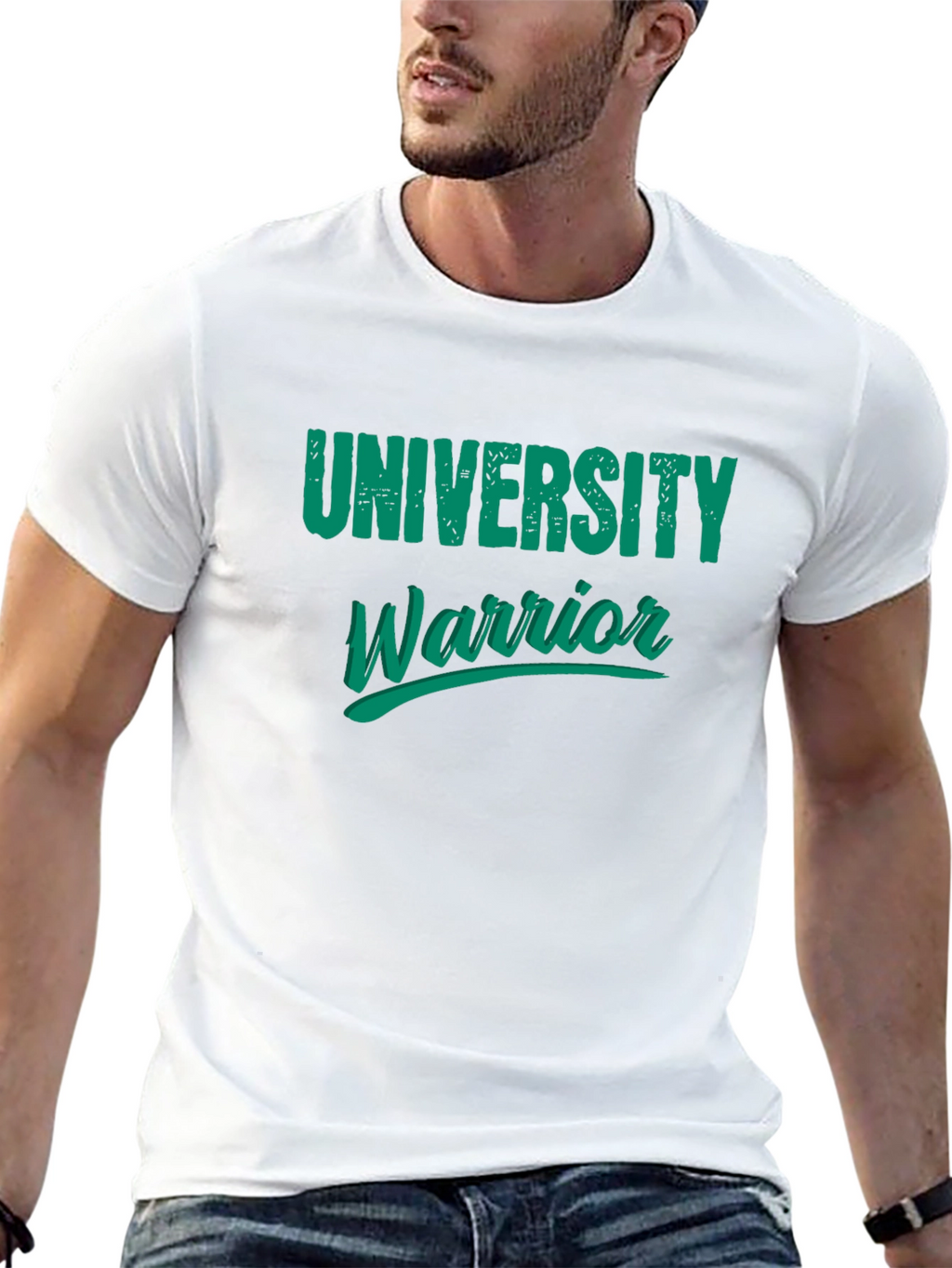 University Warrior Graphic Print Black T-Shirt