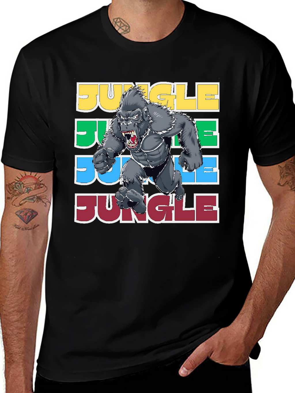 Jungle Gorilla Graphic Tee - Retro Style