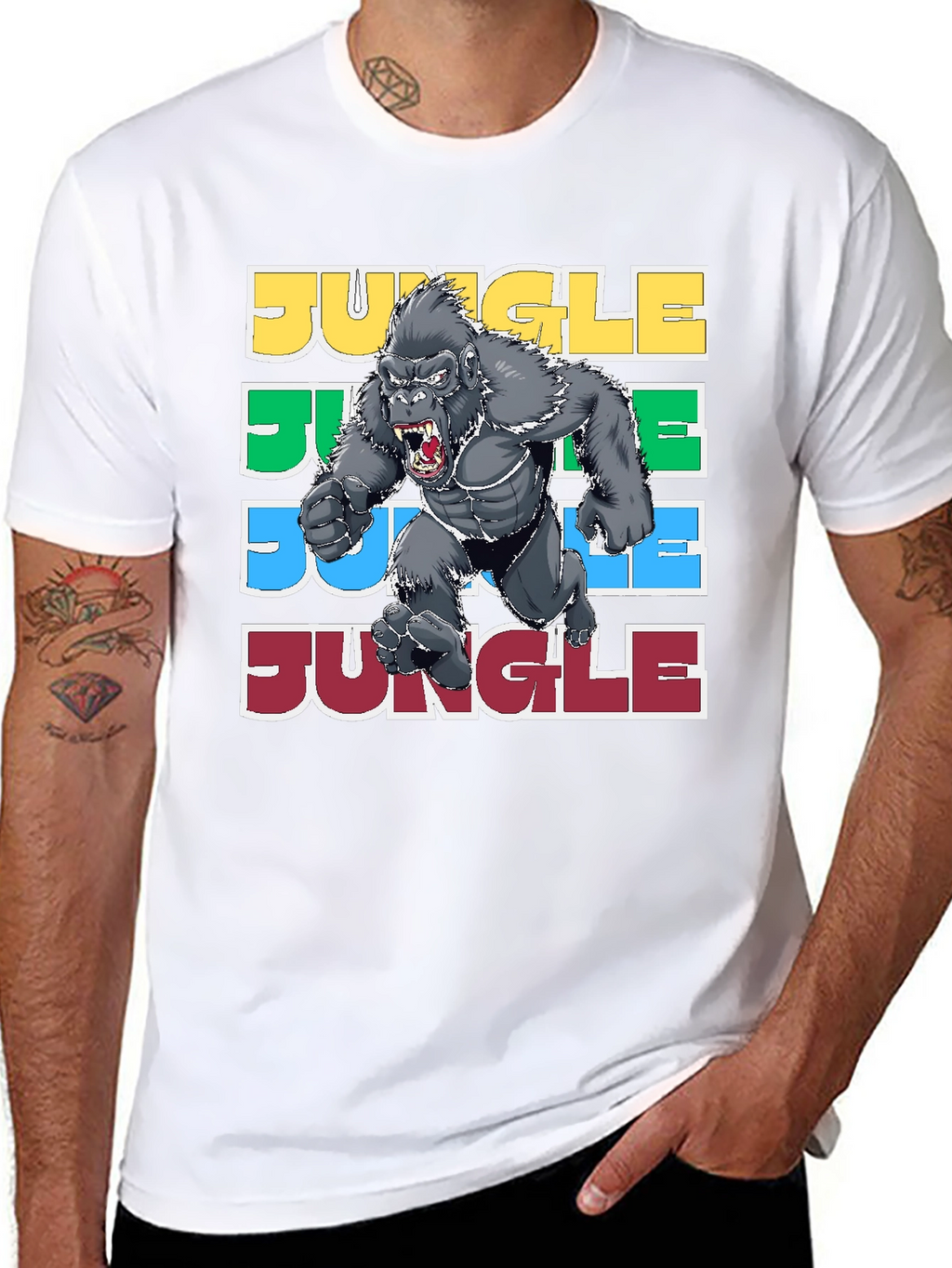 Jungle Gorilla Graphic Tee - Retro Style