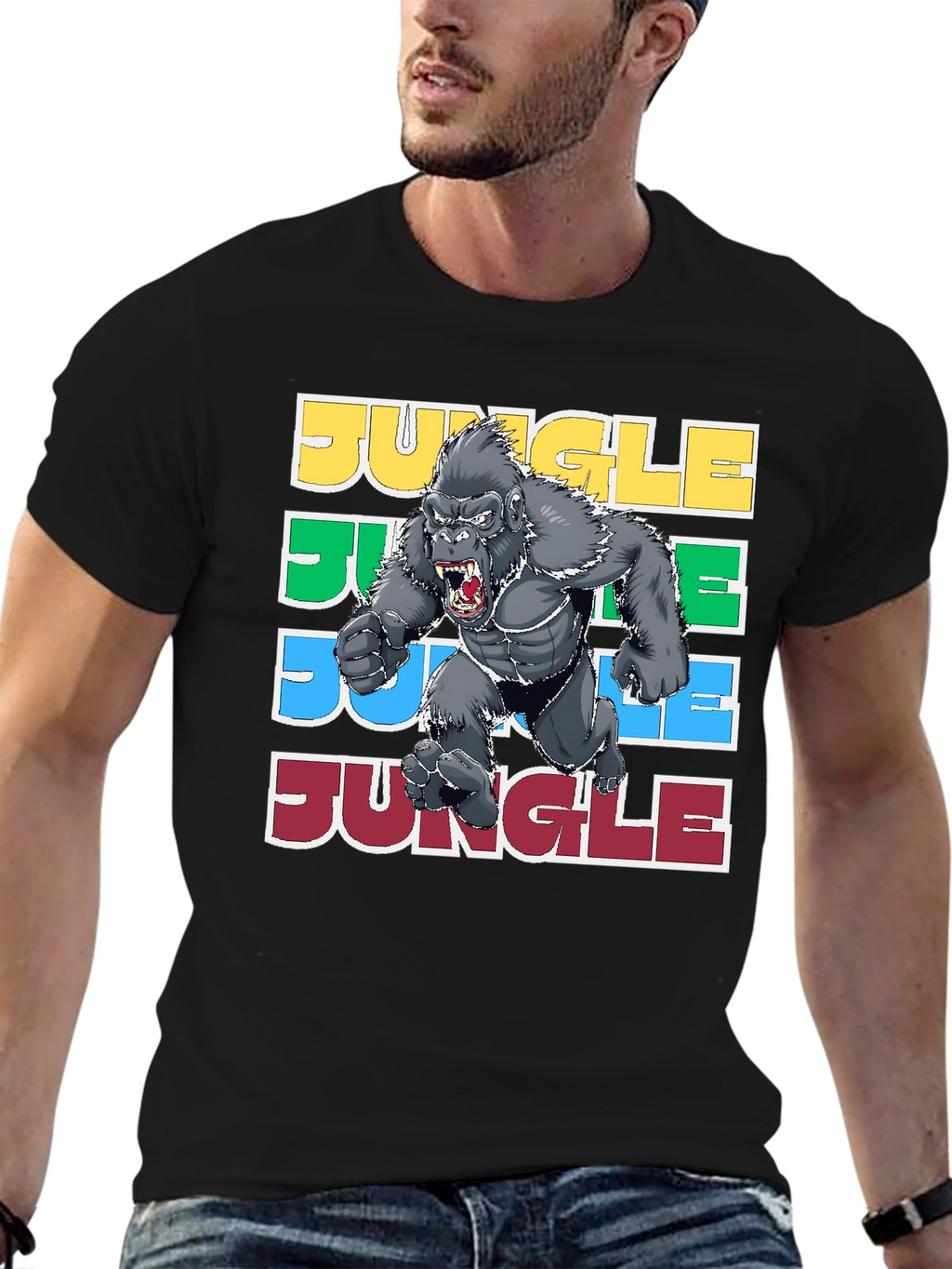 Jungle Gorilla Graphic Tee - Retro Style