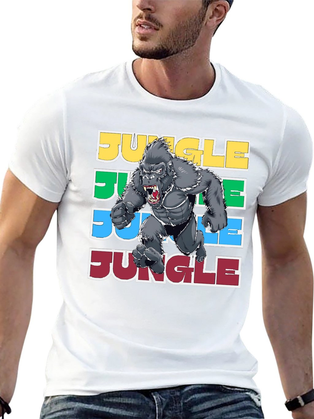 Jungle Gorilla Graphic Tee - Retro Style