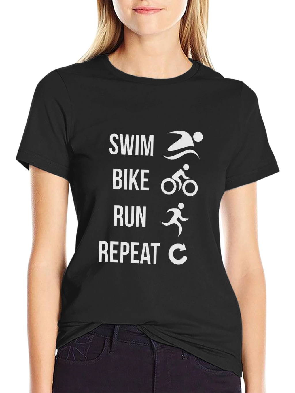 Triathlon T-Shirt: Swim Bike Run Repeat - Athletes Choice